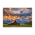 Trademark Fine Art Darren White Photography 'Moulton barn sunset fire' Canvas Art, 30x47 ALI46542-C3047GG